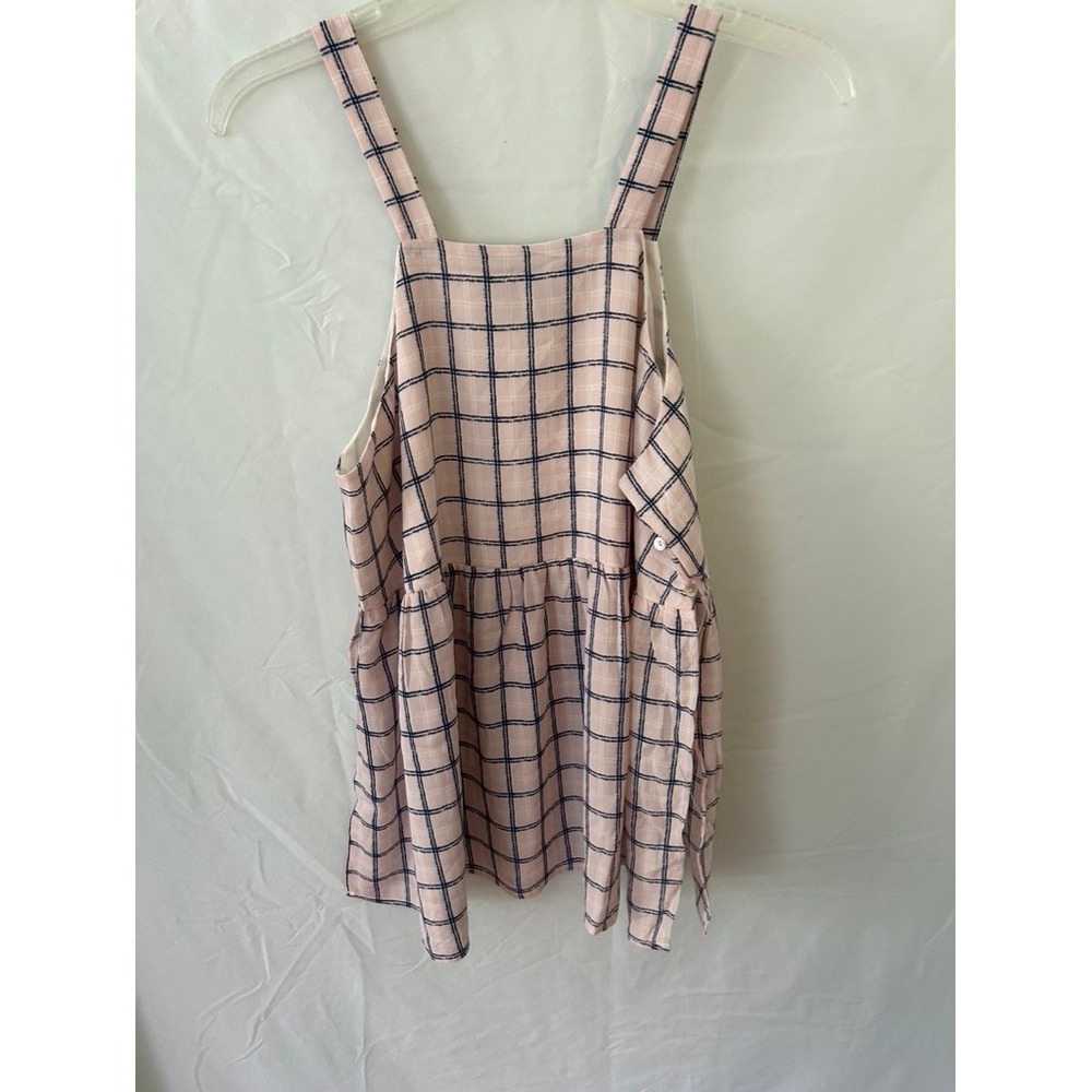 Lumiere Urban Outfitters Pink Plaid Babydoll Peplum Top Side Button NWT Large